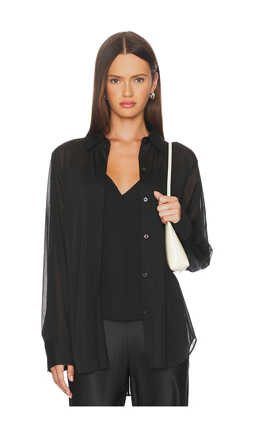 La Ligne Sheer Button Down Shirt In Black