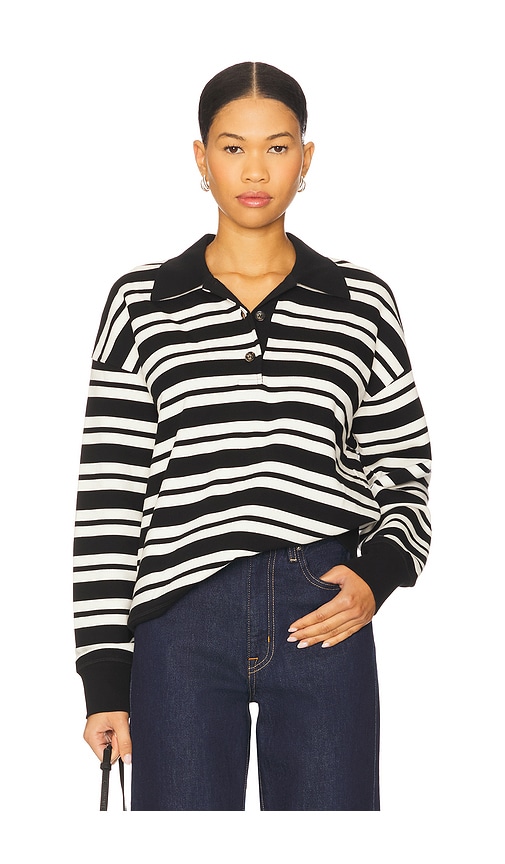 La Ligne Striped Howard Polo In Black