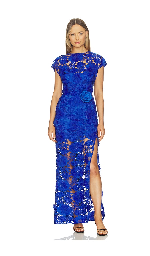 knee length dresses for ladies Barely There Lace Dress Blue