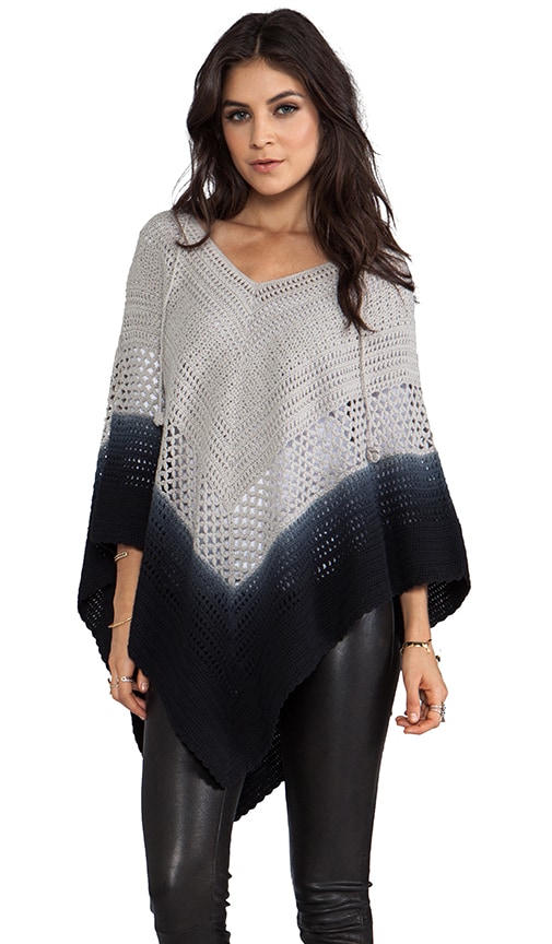 Lisa Maree Days End Crochet Hooded Poncho in Acid Black Ombre | REVOLVE