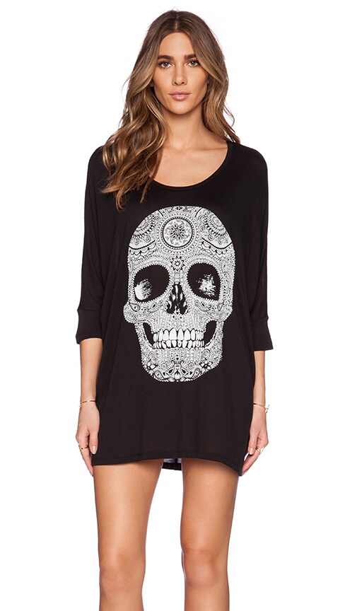 Milly 3/4 SLV Oversized Pattern Skull Dress