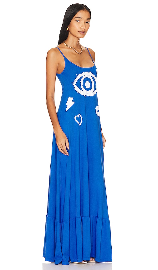 Shop Lauren Moshi Beatrix Painted Evil Eye Dress In Blue