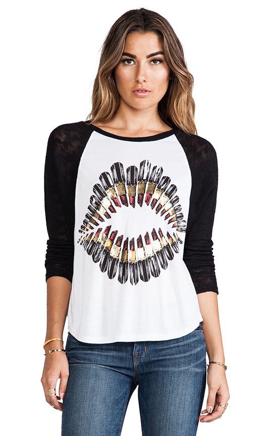 Goldy Red Lipstick Lip Raglan Sweater
