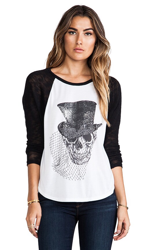 Goldy Foil Skull Tophat Raglan Sweater