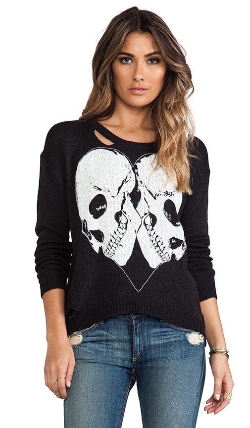 Jewel Skull Heart Sweater