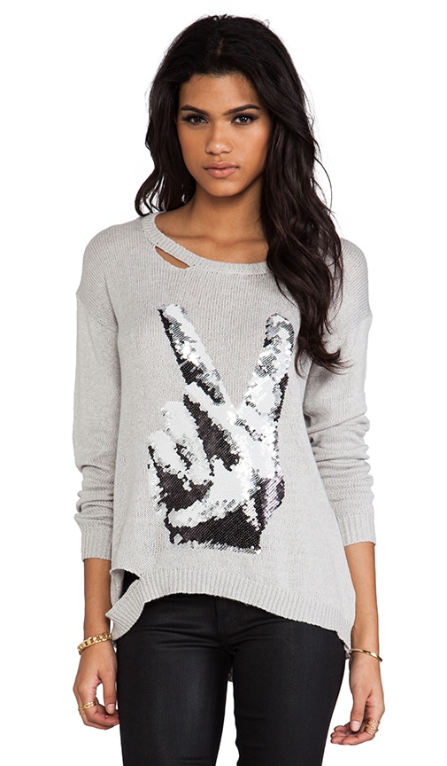 Peace Hand Sequin Sweater
