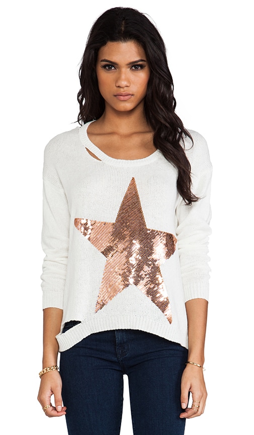 Jewel Sequin Stripe Star Sweater