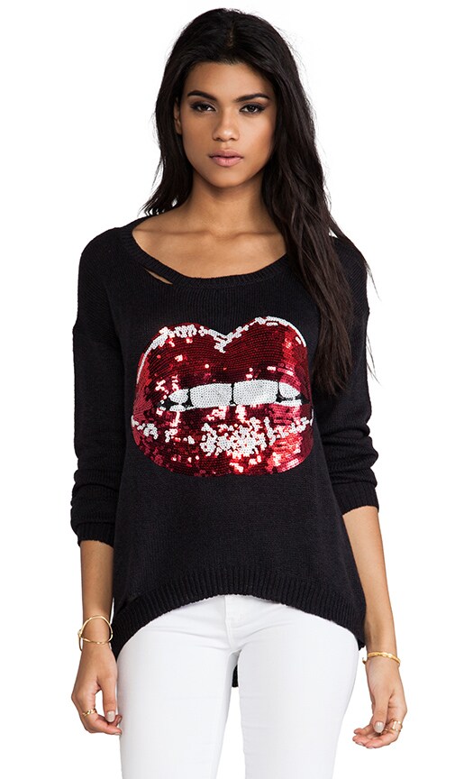 Jewel Sequin Mouth Sweater