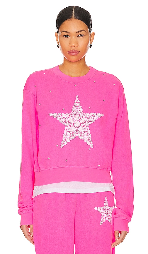 Lauren Moshi Spalding Diamond Star Pullover in Neon Pink