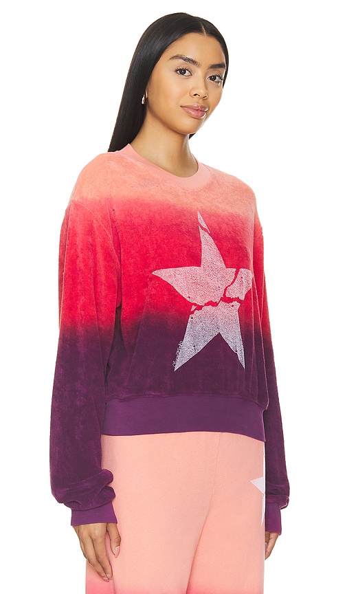 Shop Lauren Moshi Spalding Cracked Star Drop Shoulder Crop Pullover In Malibu Skies