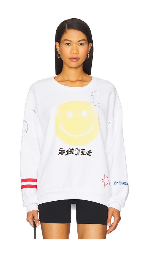 Babbs Spray Happyface Elements Oversized Pullover in White. - size XS (also in L, M, S, XL)