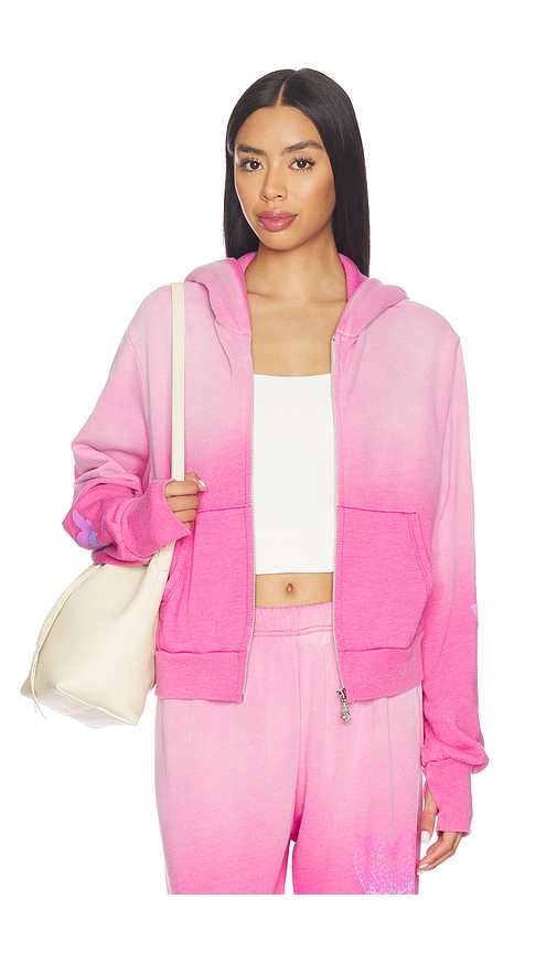 Lauren Moshi Butterfly Heart Crop Zip Hoodie