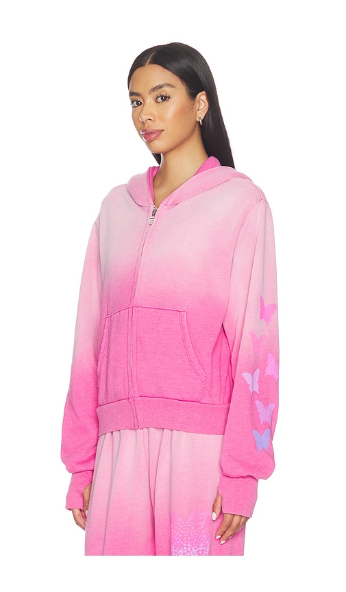  Lauren Moshi Sudadera Con Capucha Corta Butterfly Heart En Color Rosado Talla L  (también En M, S, Xs). 
