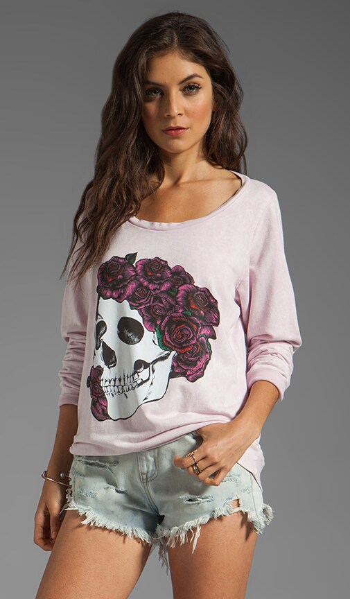 Jet Color Skull with Roses Sweatshirt