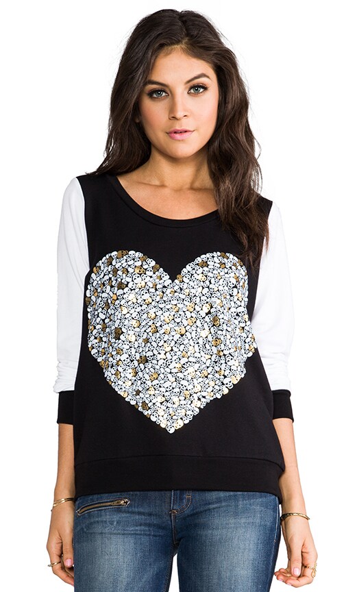 Jet Foil Mini Skull Heart Pullover Sweatshirt