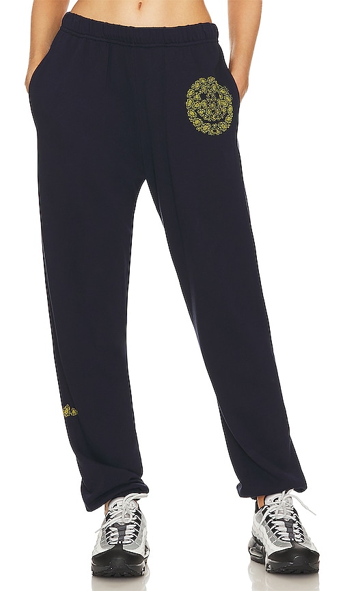 Lauren Moshi Chantria Diamond Happyface Sweatpants in Navy