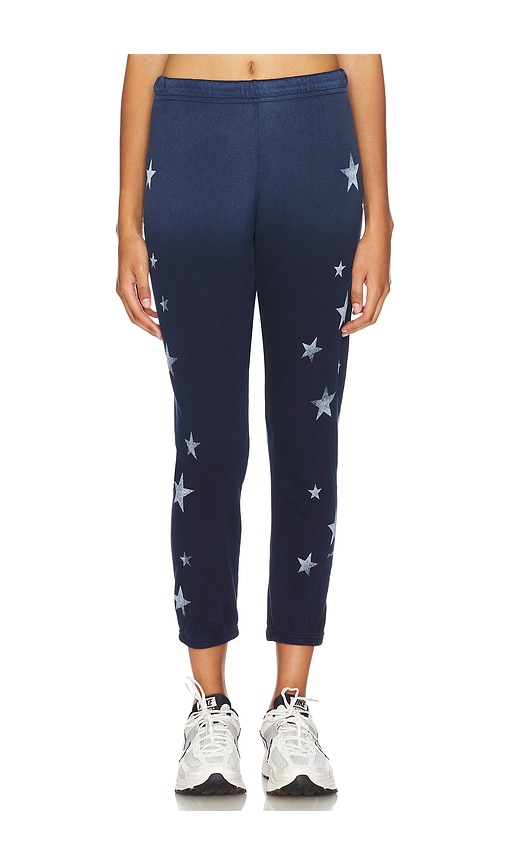 Shop Lauren Moshi Alana Crop Sweatpant Vintage Stars In Navy