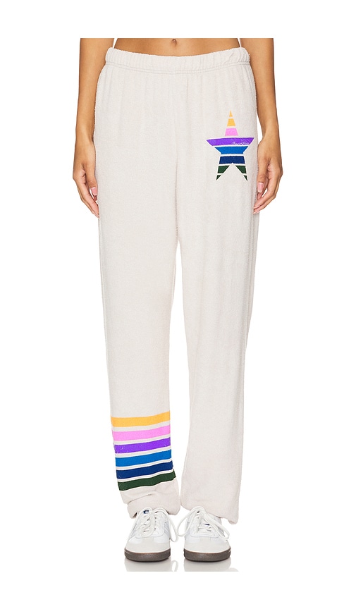 Shop Lauren Moshi Tanzy Boyfriend Sweatpant Color Stripe Star In Cream