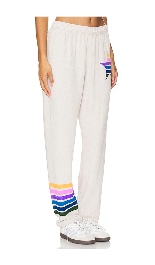 Shop Lauren Moshi Tanzy Boyfriend Sweatpant Color Stripe Star In Cream