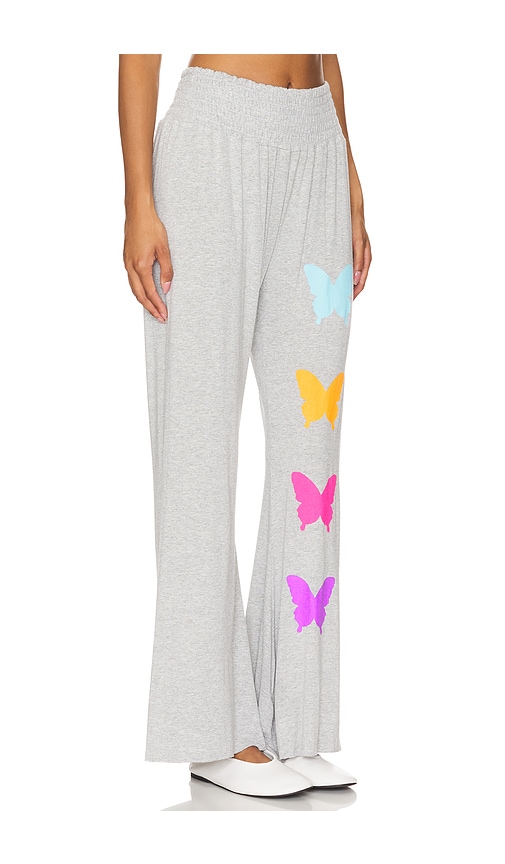 Shop Lauren Moshi Shana Wide Leg Pant W/ Smocking Butterfly Eye In Grey