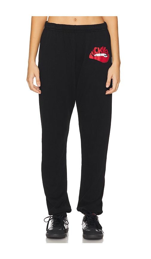 Shop Lauren Moshi Chantria F You Biting Lip Sweatpants In 黑色