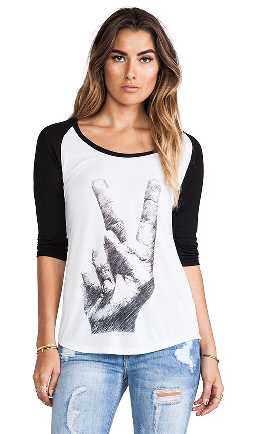 Frankie No Sequin Peace Hand Baseball Tee