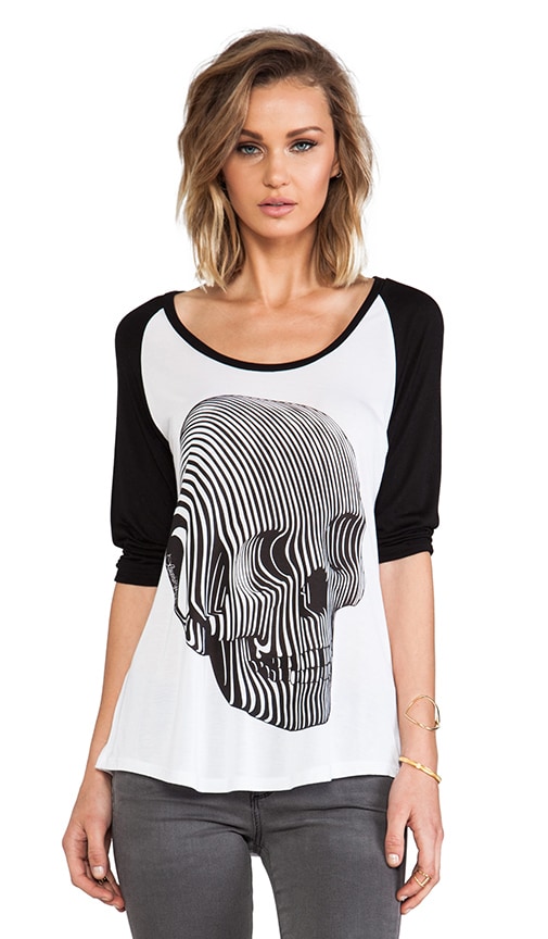 Frankie Swirl Skull Raglan Baseball Tee