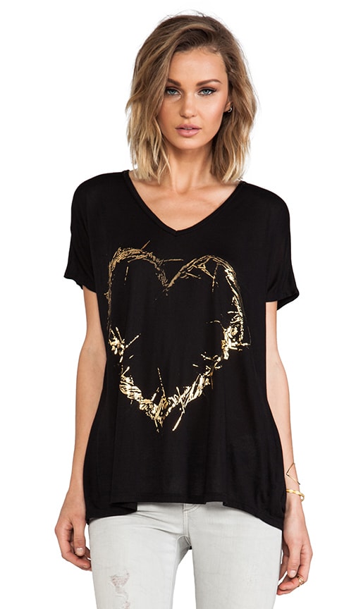 April Foil Thorn Heart Oversized V-Neck Tee