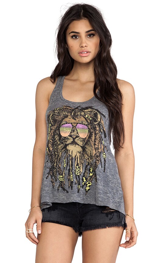 Nancy Faded Rasta Lion Racerback Tank