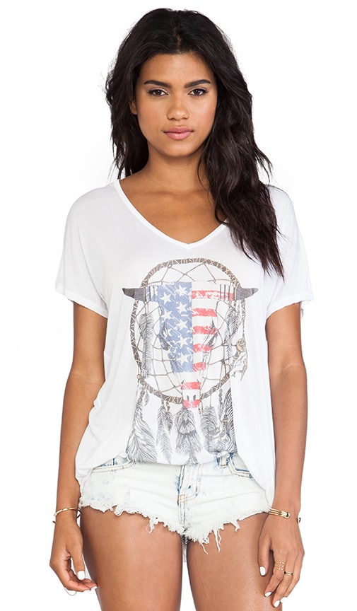 April Flag Bull Oversized V Neck Tee
