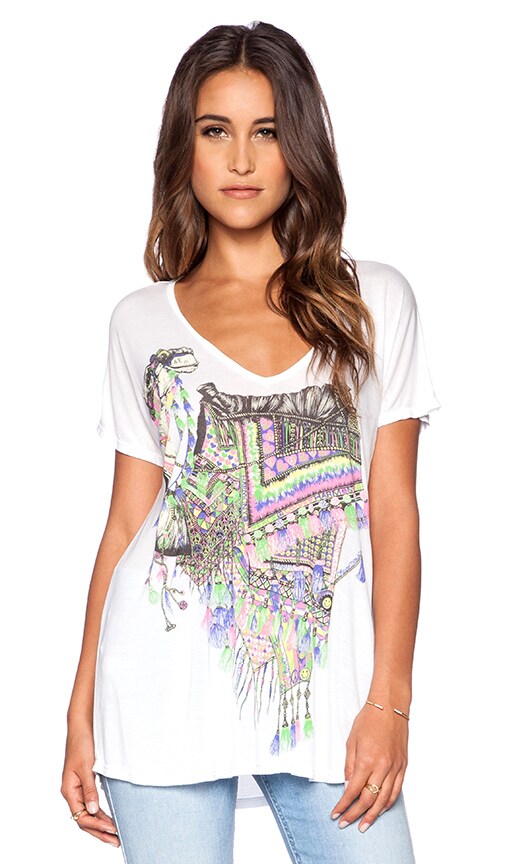 Camel April Oversized V Neck Tee