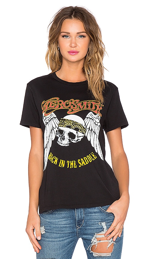 Lauren Moshi Capri Aerosmith Skull Tee in Aged Sulfur Black