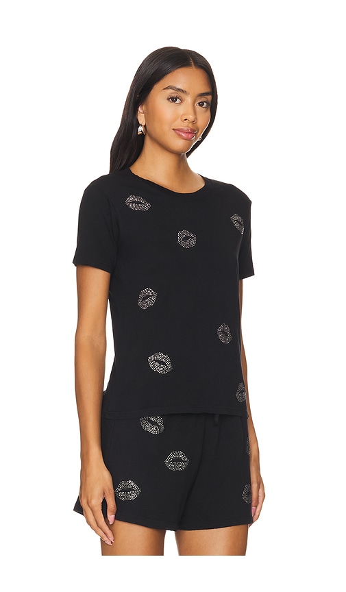 Shop Lauren Moshi Ursula Short Sleeve Baby Tee Stud Kisses In Black