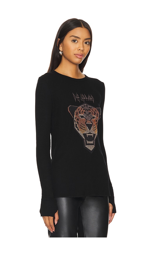 Shop Lauren Moshi Mckinley Crystal Geometric Def Leopard Top In Black