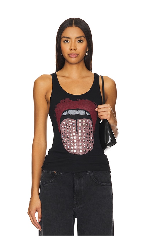 Shop Lauren Moshi Esmeralda Basic Vintage Stud Tongue Tank In Black