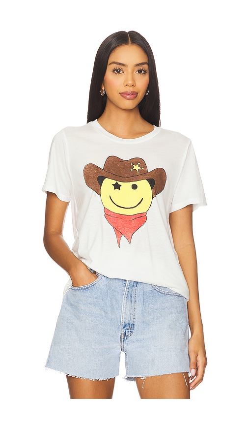 Cowboy Happyface Boyfriend Tee in Ivory. - size XS (also in L, M, S, XL)