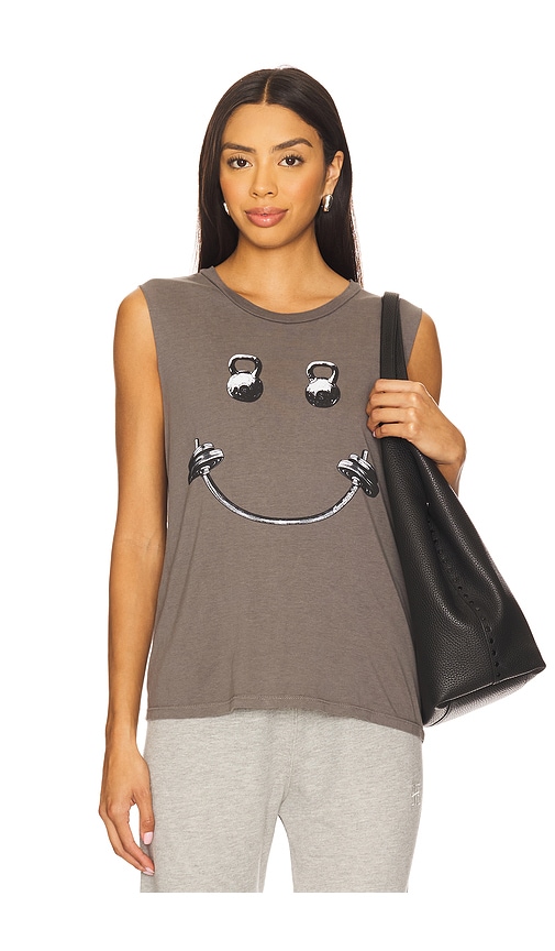 Kerry Scoop Neck Muscle Tank Top in Grey. - size XS (also in L, M, S, XL)