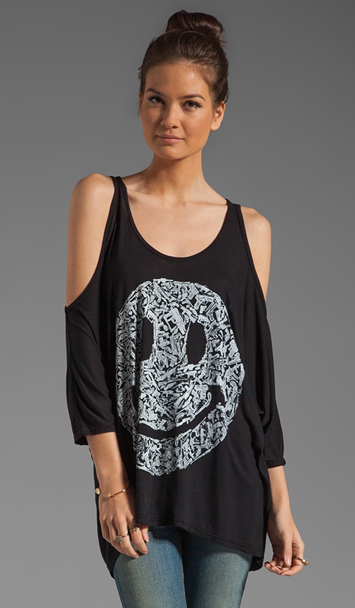 Macy Gun Happy Face Open Shoulder Top