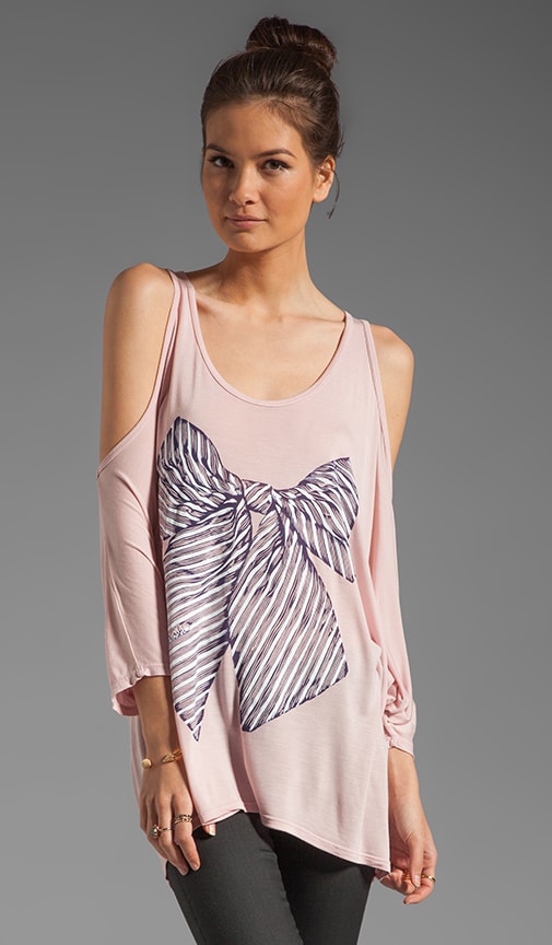Macy Color Bow Open Shoulder Top