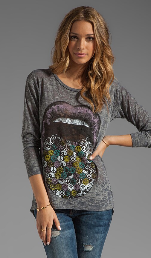 Bayle Color Hippie Lips Burnout Top