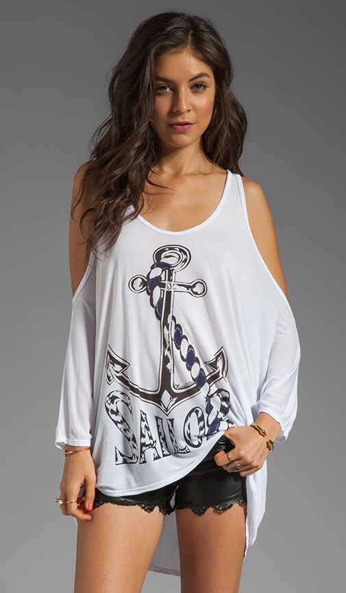 Macy Color Sailor Open Shoulder Tee