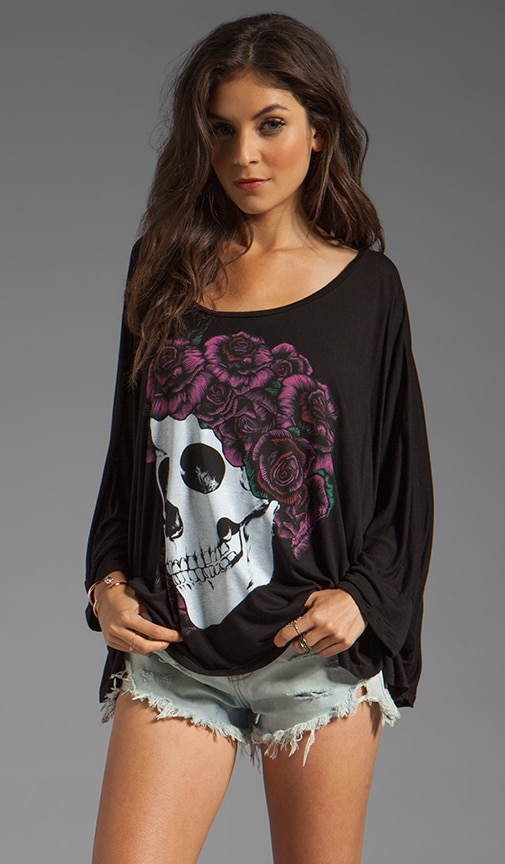Angel Angels Color Skull with Rose Cape Tee