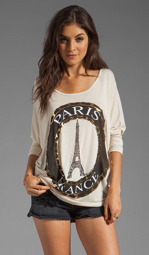 Ruby Foil Paris Cuffed Tee