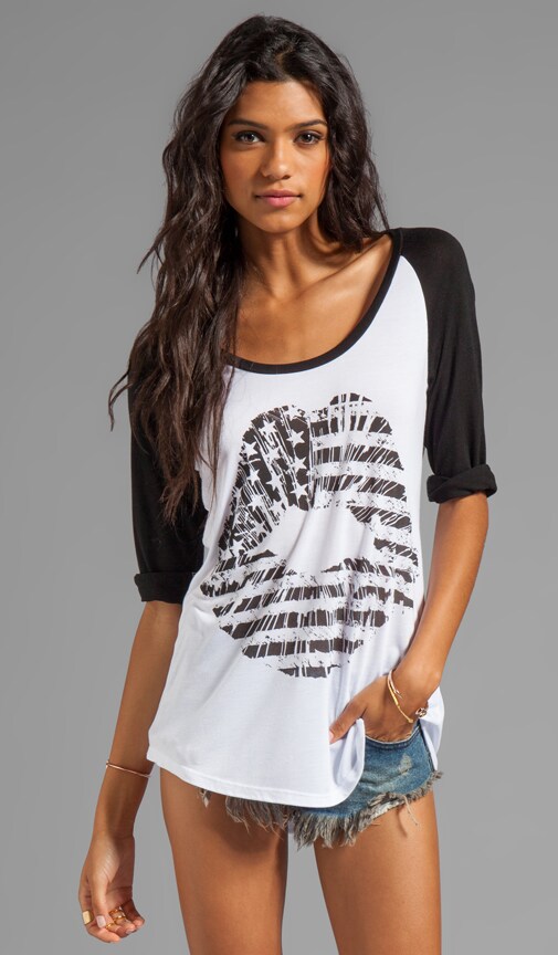 Frankie Flag Lip Raglan Baseball Tee