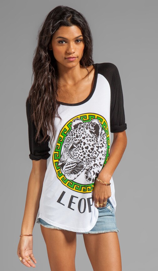 Frankie Color Leopard Medallion Raglan Baseball Tee