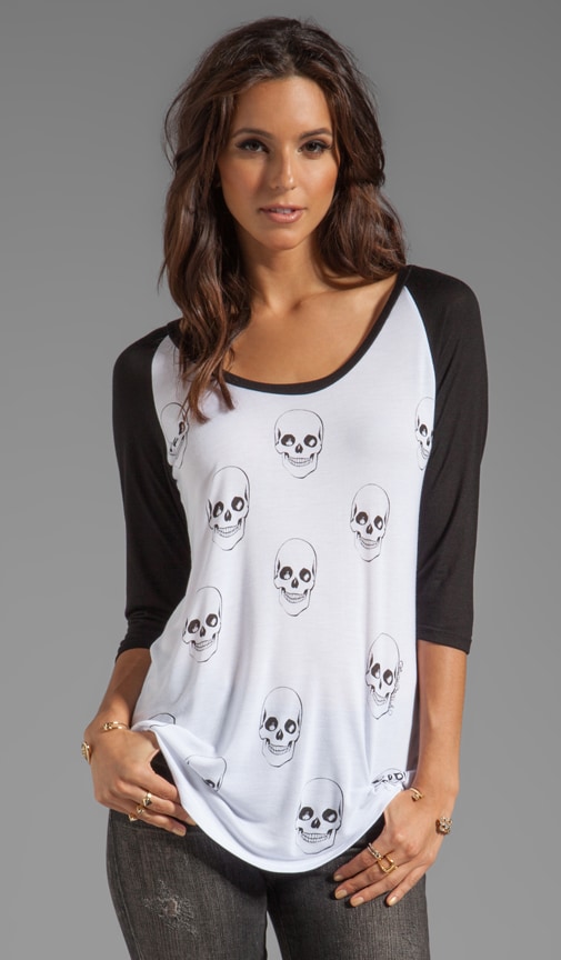Frankie Mini Skull Face Raglan Baseball Tee