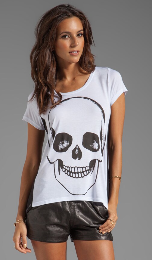 Betty Skull Face Color Block Open Back Tee