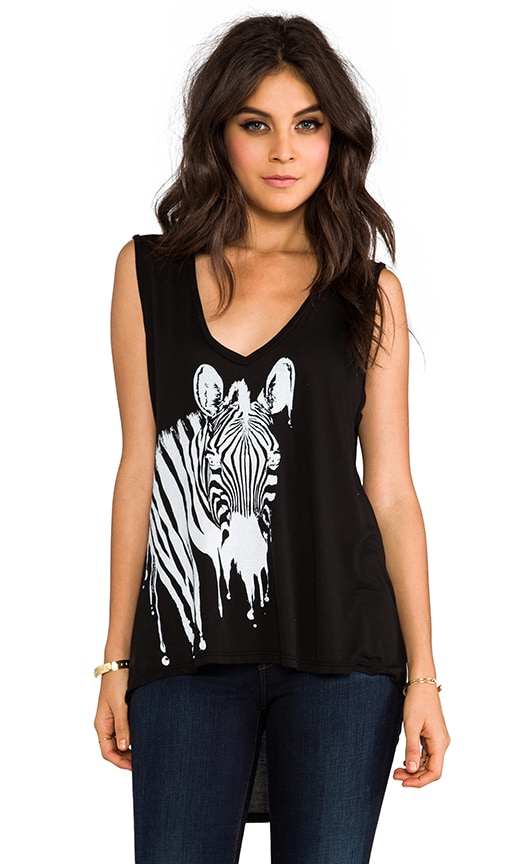 Dana Dripping Zebra Asymmetrical V-Neck