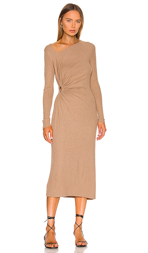 ami rib dress by lna clothing LNA Ami Rib Dress in Mushroom