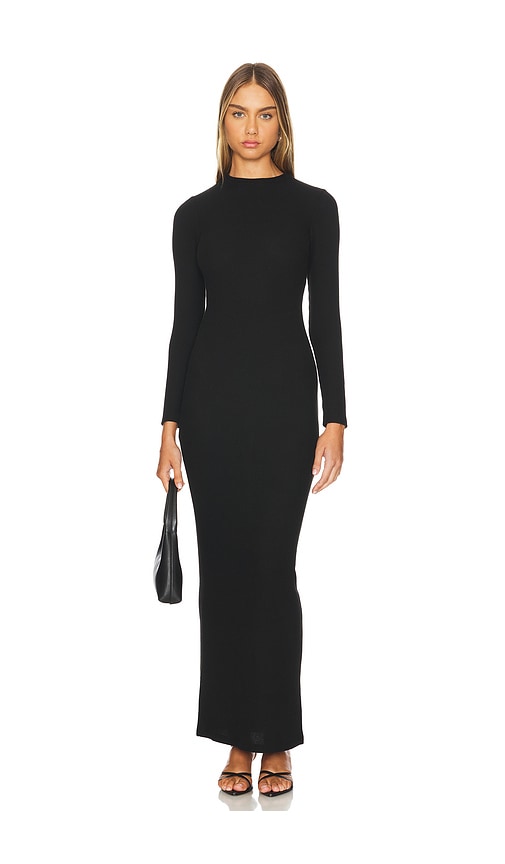 Shop Lna Karlotta Waffle Dress In Black